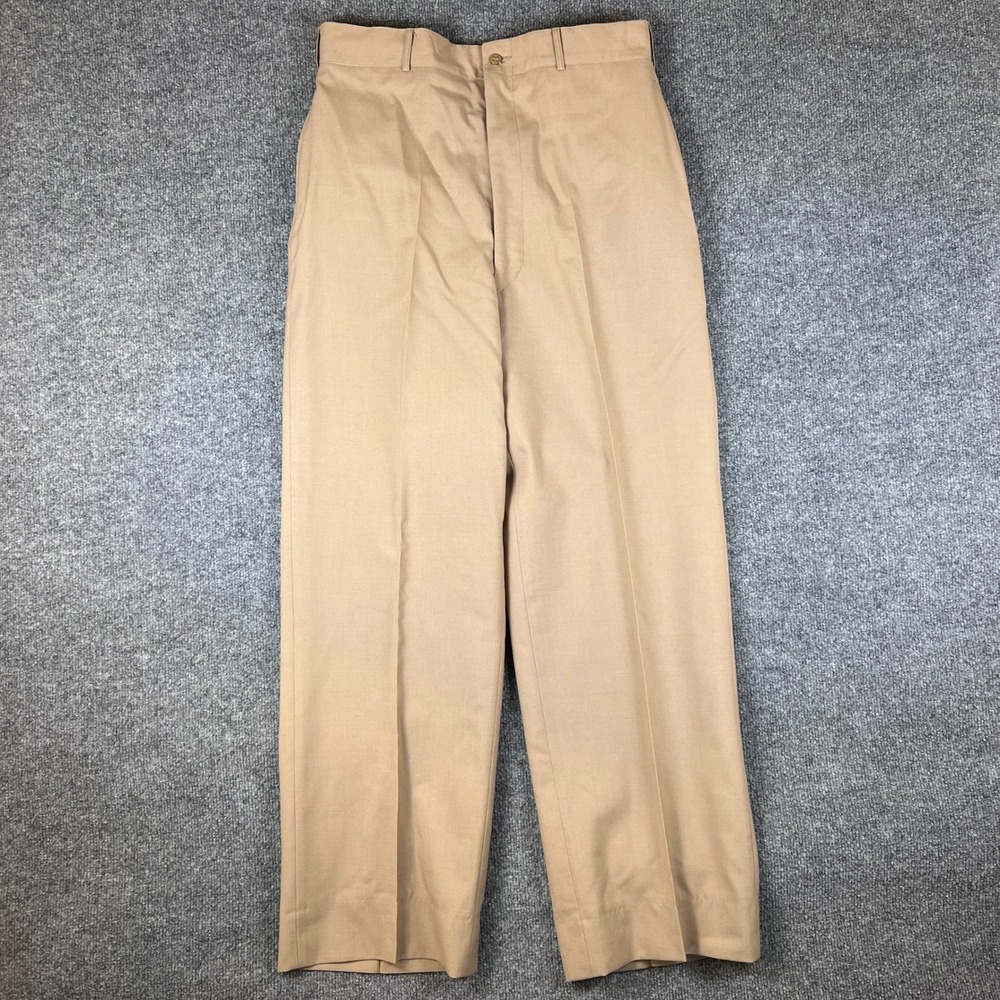 Vintage 60s USA Military Pants Mens 34x36 Fits 32x32 Brown Wool Wide Leg Vietnam